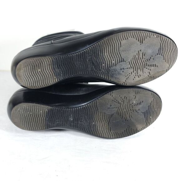 Dansko Women's Devin US8-8,5 EU 39 Solid Black Leather Pull On Slouch Boots - Picture 11 of 12